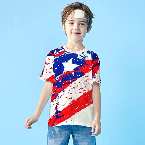 Тениска с Американския Флаг за момчета, Патриотическая Тениска със Звезди и Ивици, Риза за Малки Момчета на 4 юли, Дрехи