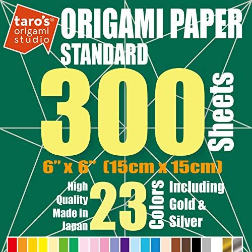 [Студио оригами Таро] Стандартен 6-инчов хартия 23 цвята 300 Квадратни листа, лесно сгъваема японската хартия