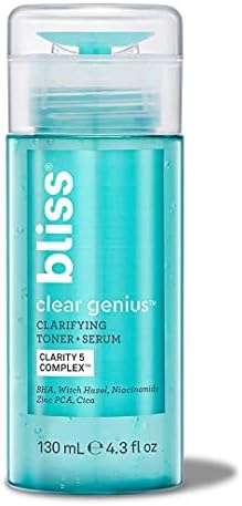 Осветляющий тоник + серум Bliss Clear Genius - 4,3 течни унции - Почиства порите, тонизира, успокоява и почиства кожата