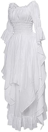 Рокля от епохата на Възраждането, женствена рокля в ретро стил, однотонное принцеса рокля с дълги ръкави-тръби,