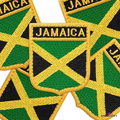 Флаг на Ямайка на Нашивке с Щит, на Националния флаг, на Бродирани Желязо (2ʺ x 2,2 ʺ)