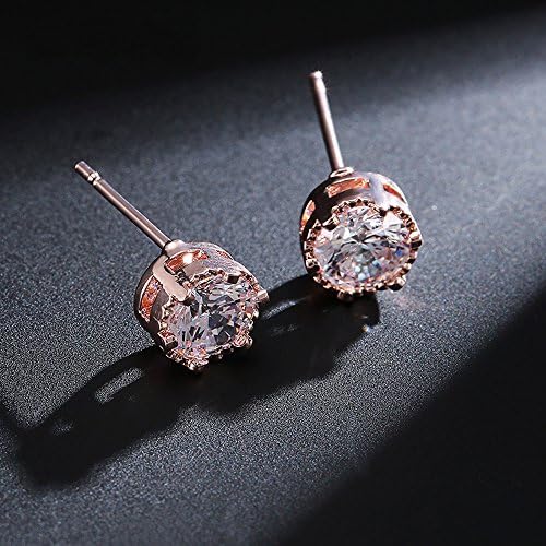 Модни кръгли Обеци с кристали Goober Лиу, Обеци от цирконий и скъпоценни камъни, 1 Чифт (Розово злато)