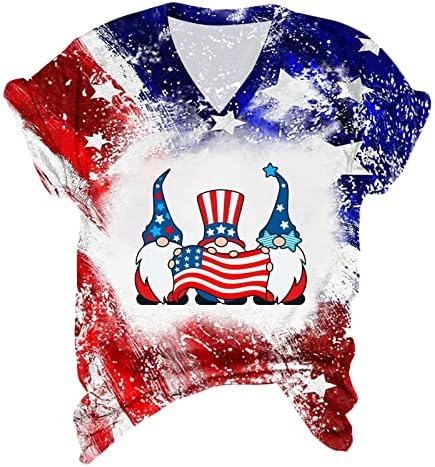 lcepcy Тениска с Американския Флаг, Дамски Патриотическая Тениска, на 4 юли, Тениски с образа на Джудже, Тениски с