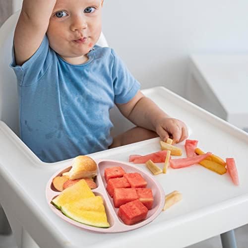 Mia Ли Издънка за бебето – Комплект от 3 детски чинии с вендузата – Сладки и цветни силиконови плочи за отбиване от гърдата,
