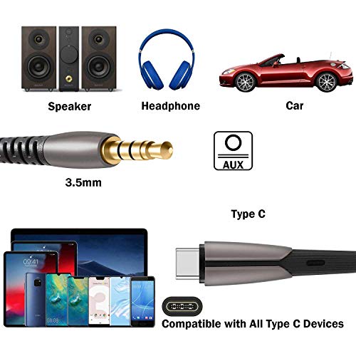 Аудио кабел USB C-3.5 мм Aux Адаптер VOJOTO USB Type C с жак за слушалки 3,5 mm, Авто Стереофоничен Кабел