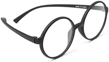 Големи Кръгли Очила за четене голям размер 360 мм и гъвкави рамки, абсолютно Здрав, Твърд калъф (1,50, матово-черен)