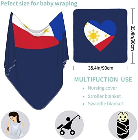 Любовта Филипински Национален Флаг Детско Одеало Приемащото Одеало за Бебета Новородено Промяна Калъф Обвивка