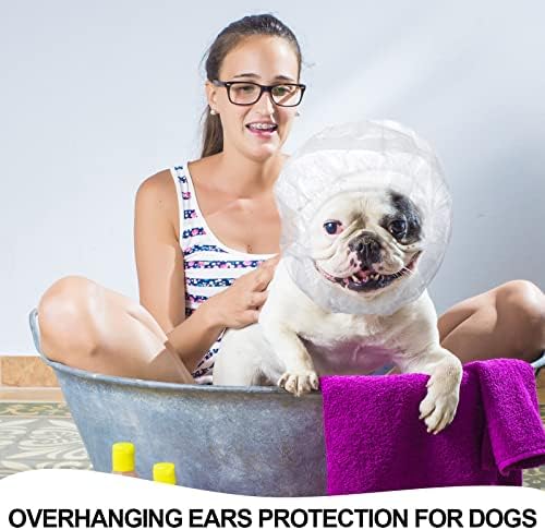 Weewooday 32 Бр. За еднократна употреба с Шапка за душ за домашни любимци, Пластмасови Ушни Калъфи за Кучета за Къпане, Ушни
