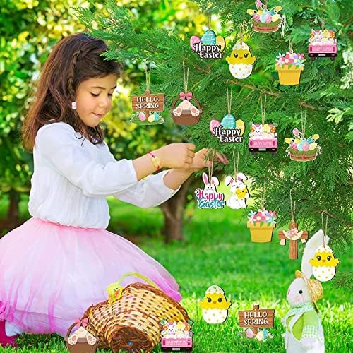 Декорация за топки за възрастни, 24 обекта, Дървени Великденски украси, Великденски яйца, Джудже градина, Логото