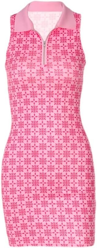 KKAIRA Y2K Хилядолетна Барби Момиче, Розова рокля-Поло яка-часова в шахматна дъска модел рокля без ръкави,