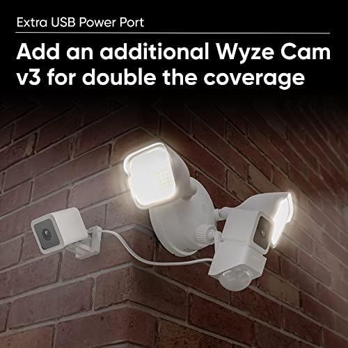 Прожектор Wyze Cam със светодиоди 2600 Лумена, кабелна улицата смарт камера сигурност 1080p HD IP65, цветен