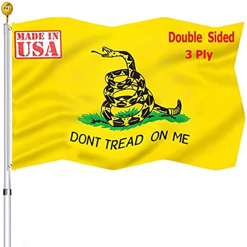 Не Наступай на Мен, Гадсден, Двупосочен Флаг 3x5, Улично Сверхмощное Чай, Жълти, Свити в Спирала Знамена-Дрънкалки,