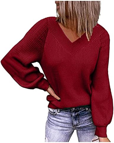 Жена топ WYTong с V-образно деколте, есенна ежедневни свободна однотонная блуза, пуловер с дълги ръкави, спортен