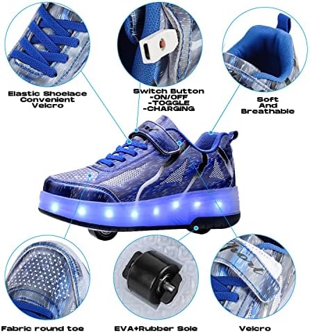 BFOEL Детски ролери, Светещ Обувки с Двойно Колело, Обувки с led Зареждане чрез USB, Ролкови Обувки за Момичета И