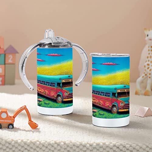 Чаша за пиене в Магьосническия автобус Хипи - Цветна Детска Чаша За Пиене - Реколта чаша За пиене