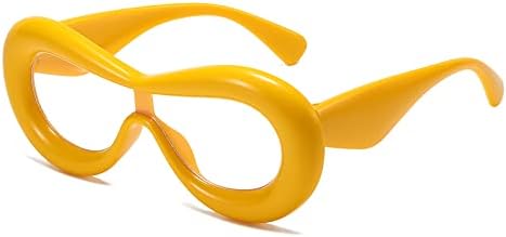 LJCZKA Големи Очила с дебела синя светлина - Y2K Овални Компютърни Очила с защита От Пренапрежение, в Прозрачни Рамки, Очила