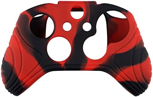 PlayVital Samurai Edition Червено-Черна имат противоплъзгаща се дръжка за контролер, Силиконова Обвивка за