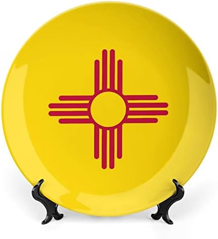 Флаг Ню Мексико Декоративна Чиния от Костен Порцелан Кръгли Керамични Плочи плавателни съдове с Поставка за Домашния