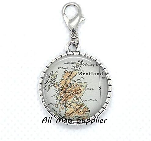AllMapsupplier Модерен цип за карта на Шотландия, с цип за карта на Шотландия, цип в Шотландия, Бижута на