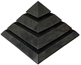 Пирамидка от шунгита 3,94 инча (10 см) 100 мм Полиран | Натурален шунгит от Карелия, Русия|, Лечебен камък