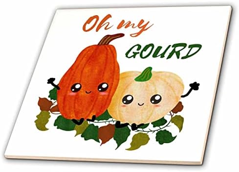 3dRose Oh my Gourd Сладки кавайные щастливи есенни тикви за скуош, съблазнителен тиква плочки (ct-371851-2)
