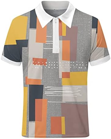 Комплект ризи за мъже, мъжки пролетно-лятна модна тениска с цип с ревери, къс ръкав, тениска с принтом, риза