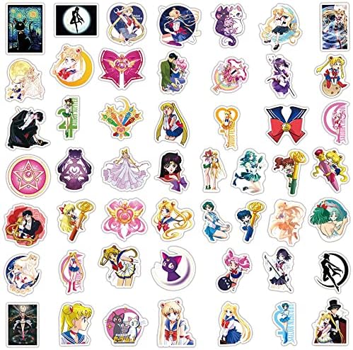 Етикети Sailor Moon, 100ШТ, Мультяшные Естетически Винилови стикери и Отличителни знаци, Симпатични Смешни Етикети за Бутилка