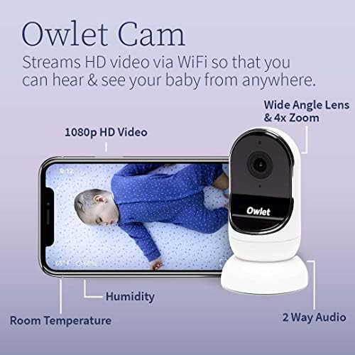 Owlet Dream Duo Smart Baby Monitor - Видеоняня с HD камера и пръсти Dream: единственият следи бебето за проследяване на сърдечна