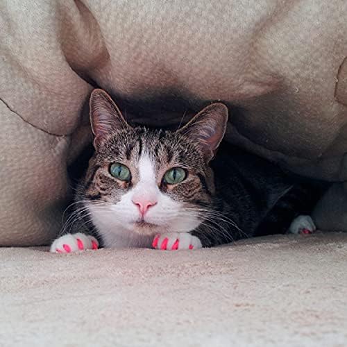 Purrdy Paws 6-Месечен запас от Меки Капсули за нокти за котки Seafoam Glitter Large - Допълнителни Лепила