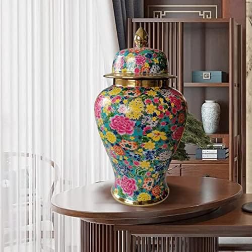 CNPRAZ Керамични делви за джинджифил в китайски стил, Декоративна Ваза за цветя с капак за дома, Порцелан Банка