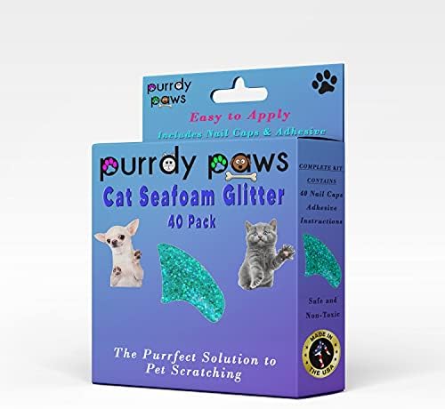 Purrdy Paws 40 Опаковки Меки Капачки за Котешки Нокти С пайети от морската пяна Голям размер