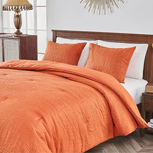 Комплект одеяла Cupocupa Queen Size, одеало цвят жженого портокал, Лесно и пушистое спално бельо в стил Бохо, Алтернативно
