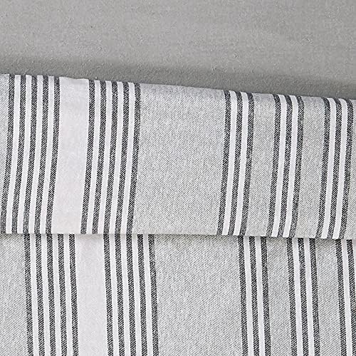 Наистина е мек комплект за всеки ден - едно Одеяло King от 3 позиции + Комплект Sham - Колекция фланела Keil Stripe - Сив, (4268
