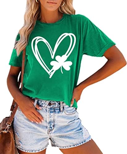 Тениски на Деня на Св. Патрик за жени, Тениски с изображение на Сърце с участието на Централи, Лъки Тениска