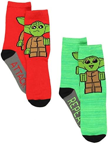 Комплект чорапи за екипажа на LEGO Star Wars Baby Йода Kids за деца от 6 опаковки (средно (6-8), мулти)