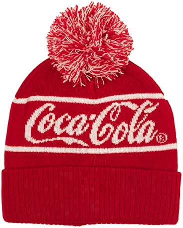Шапка унисекс с белезници на Coca-Cola: Шапчица, украсена с жаккардовым переплетением лого, с помпоном. Червен