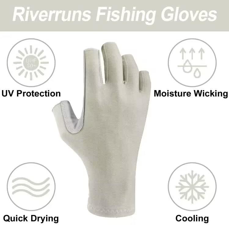 Ръкавици за риболов Riverruns Без пръсти - Слънчеви Ръкавици за Риболов - Ръкавици със защита от ултравиолетови