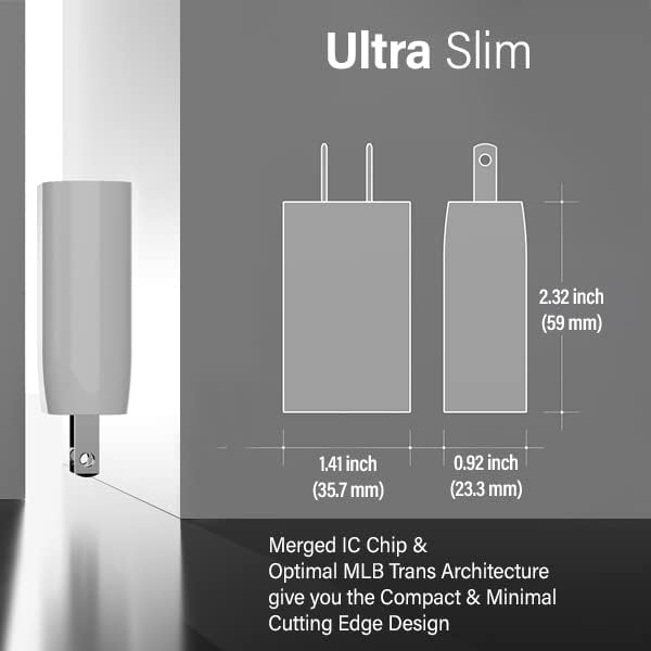 SOLUM 25W C USB PD 3.0 ПРОЦЕНТНИ пункта Тънък блок зарядно устройство за бързо зареждане, който е съвместим с iPhone 14/13/12/11,