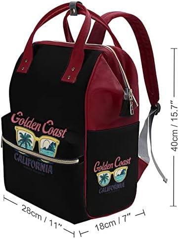 Реколта Чанта за Памперси Golden Coast California, Раница, Водоустойчива Чанта За Майките, Раница с Голям Капацитет