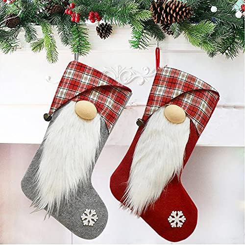 Коледни Чорапи Leeko, 2 броя, 18 Шведски Притежателите на Коледни Чорапи Santa Gnome Tomte с Линия за окачване, Чанта за Конфетных