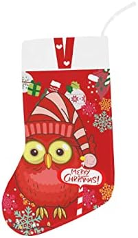 Коледни Чорапи с монограм на Дядо Бухал с Буквата V и Сърце с Размер 18 инча Червено и Бяло