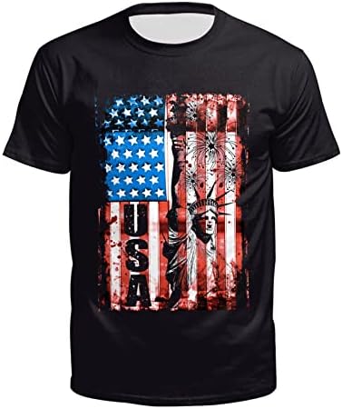 MIASHUI Мъжки Ризи, Памучни Мъжки Тениски, Мъжки Тениска с Американския Флаг, Патриотическая Тениска с Къс Ръкав, Тениска