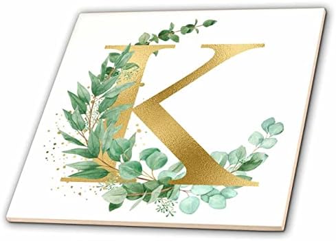 3 Сложете красиви листа эвкалиптовой зеленина с монограм на K-плитках (ct-371596-6)