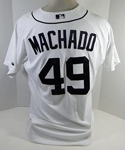 2015 Детройт Тайгърс Диксън Мачадо 49, Издаден в бяла Фланелка Marchant S P 6 - Използваните в играта тениски MLB