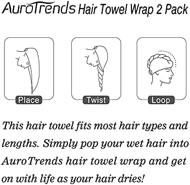 AuroTrends Кърпа за коса от Микрофибър, 2 опаковки, Маски за коса с принтом за жени Кърпи за Сушене на косата с линия