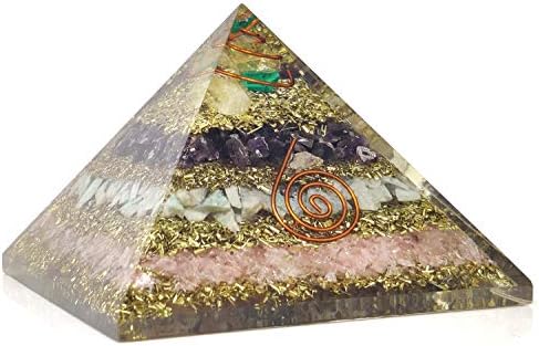 Геометрична Пирамидка ръчно изработени OrgoniteShop от аметист, амазонита, Розов Кварц, малахит