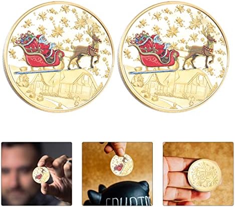 Коледни Възпоменателни Монети, Златни Монети, Колекция от Елени на Дядо Коледа, Сувенирни Монети, Коледен Подарък Икона,