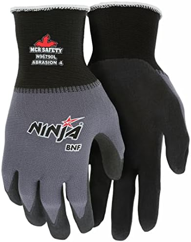 Работна ръкавица MCR Safety Ninja BNF N96790L, Обвивка от найлон / Ликра 15 калибър, Дланта и върховете на пръстите с