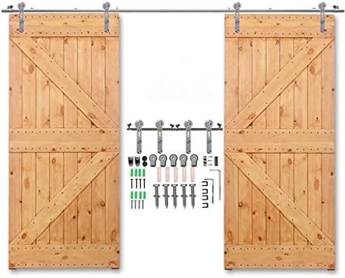 ZLXDP 4-16FT Комплект обков за плъзгащи се дървени врати с кръгла форма, от Неръждаема стомана, сребрист форми за двойни врати