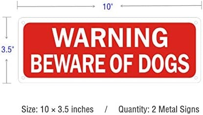 Знак Пази се от кучето, Метални предупредителни знаци Куче за огради, порти, 2 опаковки с размери 10 х 3.5